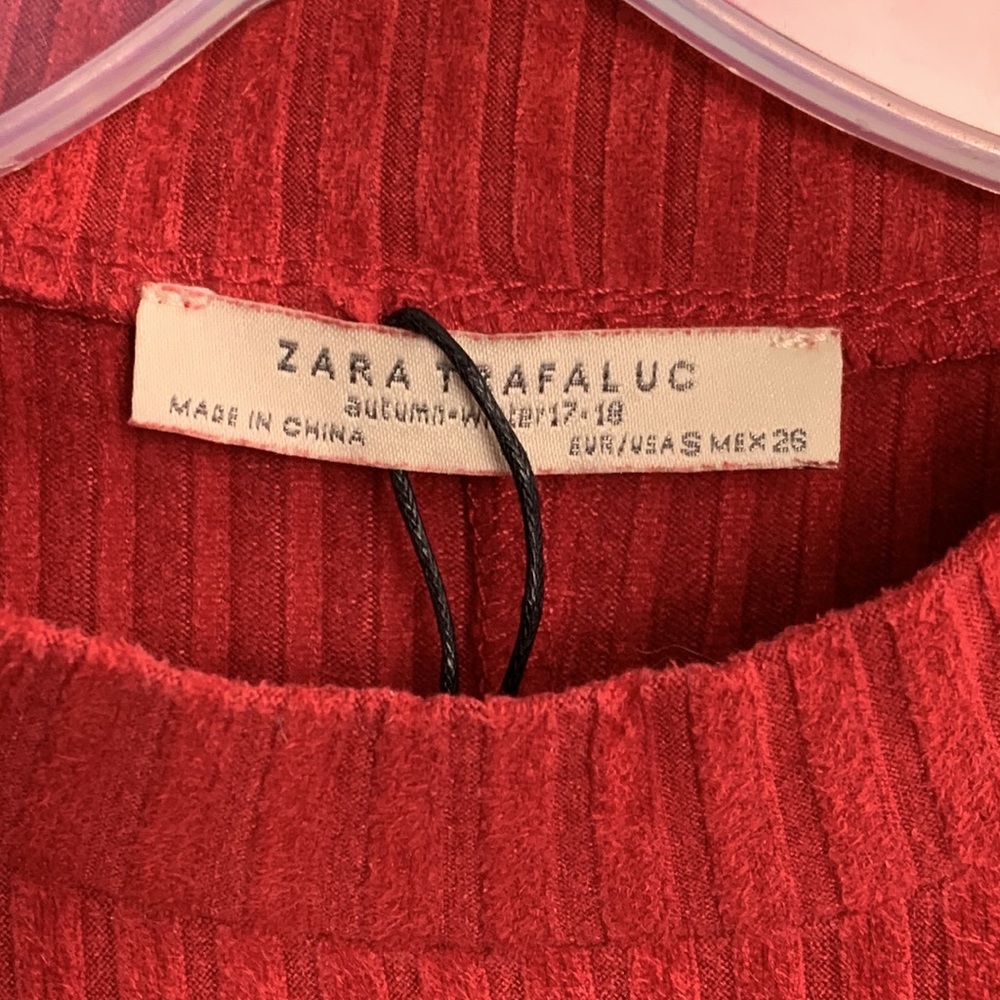 Zara Red Ribbed Mini Dress (S) - Picture 5 of 6